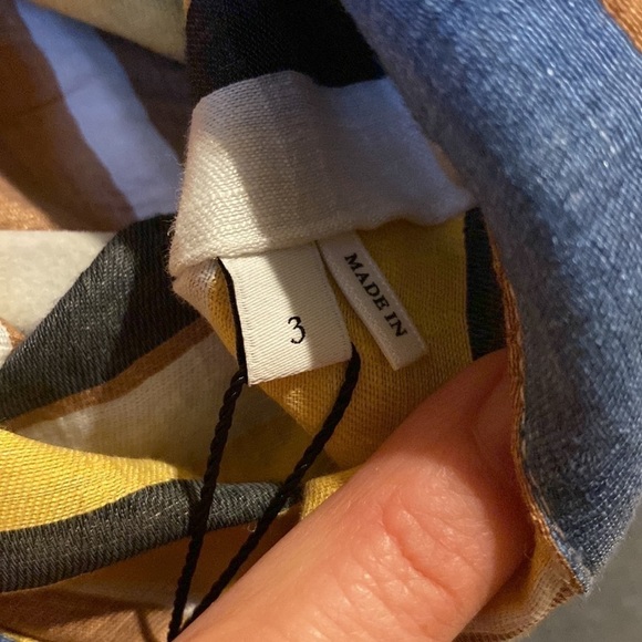 NWT~SANDRO Women Bronx Striped Linen Blend Button Short Sleeve Top Size 3(L) - Picture 13 of 15